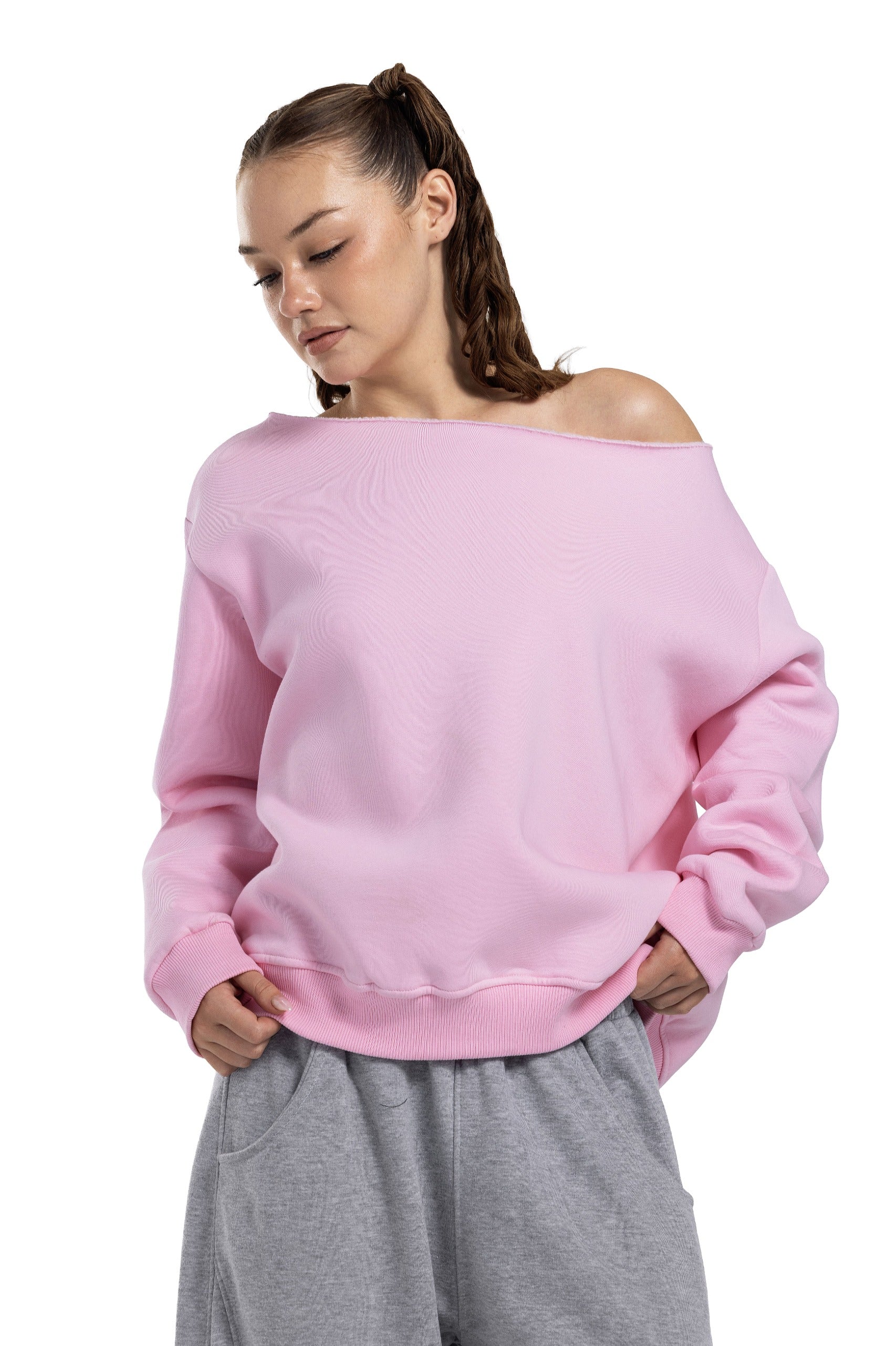 Initials Off-Shoulder Sweatshirt - Image 21