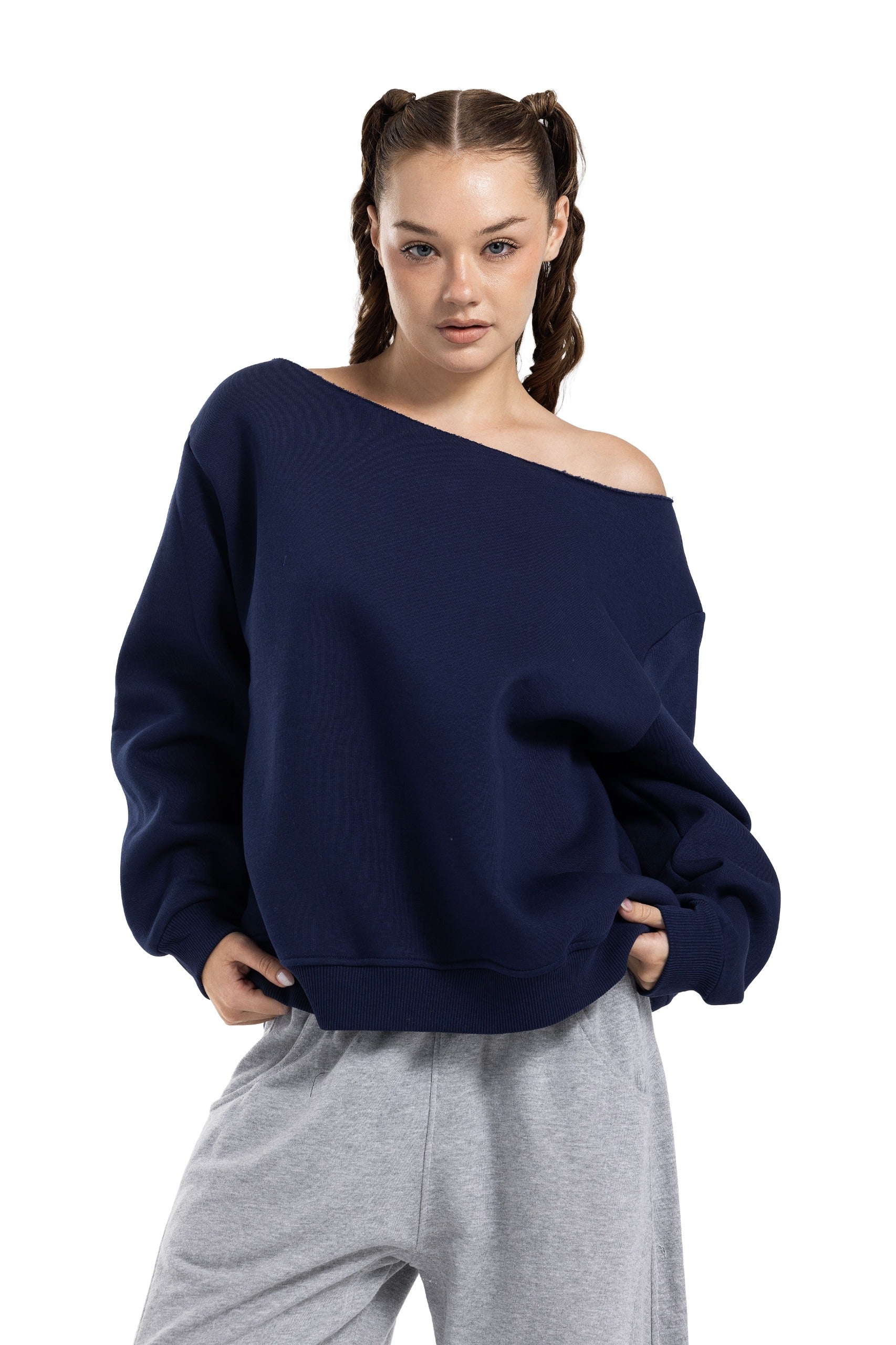 Initials Off-Shoulder Sweatshirt - Image 25